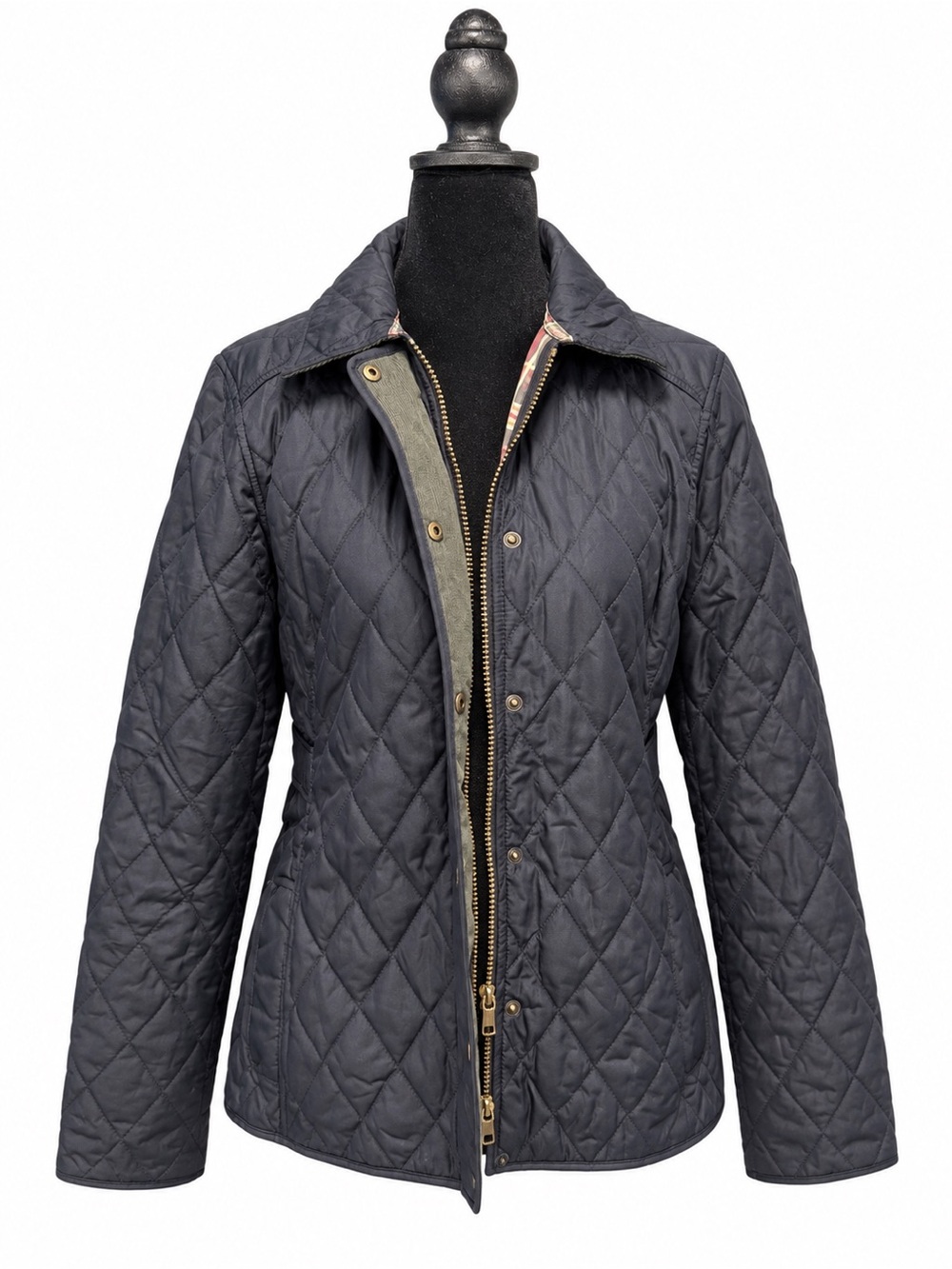 LL Bean Quilted Riding Jacket Black Petite XS